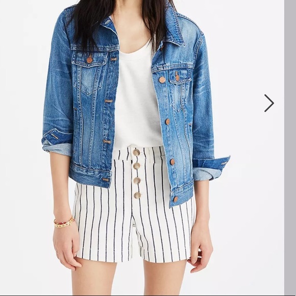 Madewell high Rise Emmett Button-Front Stripe Shorts Size 30 - Picture 9 of 13